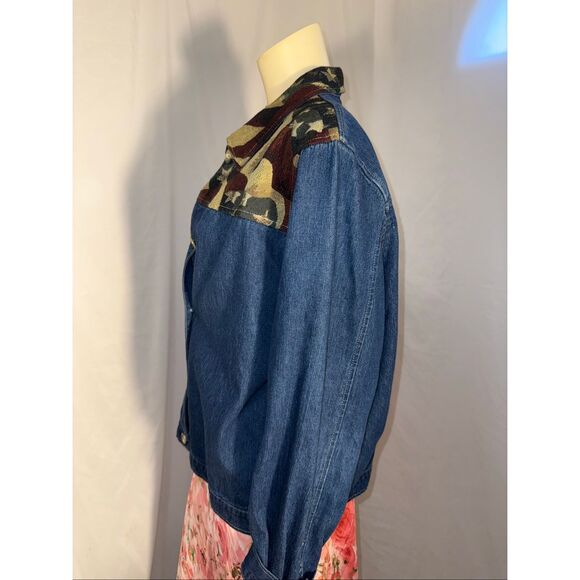 Vintage Coldwater Creek Denim Tapestry Jacket USA Flag Southwestern Western Styl - Picture 6 of 9